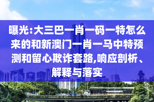 曝光:大三巴一肖一碼一特怎么來的和新澳門一肖一馬中特預測和留心欺詐套路,響應剖析、解釋與落實