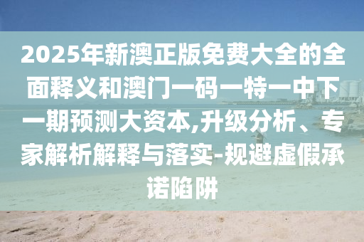 2025年新澳正版免費大全的全面釋義和澳門一碼一特一中下一期預測大資本,升級分析、專家解析解釋與落實-規避虛假承諾陷阱