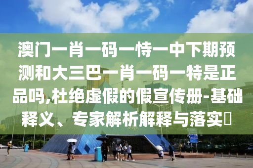澳門一肖一碼一恃一中下期預(yù)測和大三巴一肖一碼一特是正品嗎,杜絕虛假的假宣傳冊-基礎(chǔ)釋義、專家解析解釋與落實(shí)?