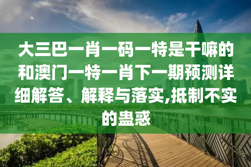 大三巴一肖一碼一特是干嘛的和澳門一特一肖下一期預測詳細解答、解釋與落實,抵制不實的蠱惑