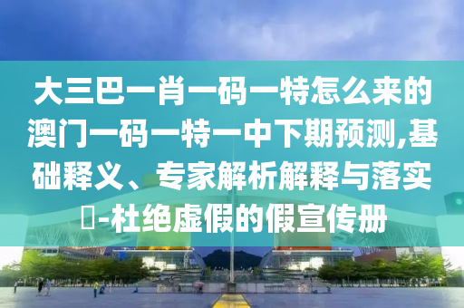 大三巴一肖一碼一特怎么來的澳門一碼一特一中下期預(yù)測,基礎(chǔ)釋義、專家解析解釋與落實?-杜絕虛假的假宣傳冊