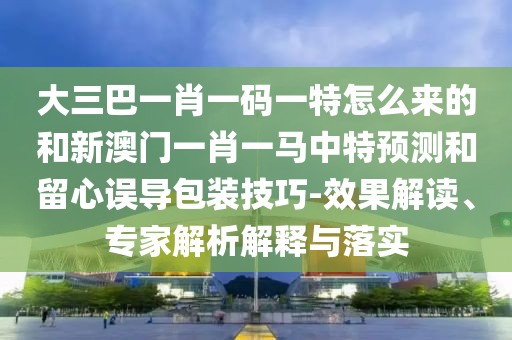 大三巴一肖一碼一特怎么來的和新澳門一肖一馬中特預測和留心誤導包裝技巧-效果解讀、專家解析解釋與落實