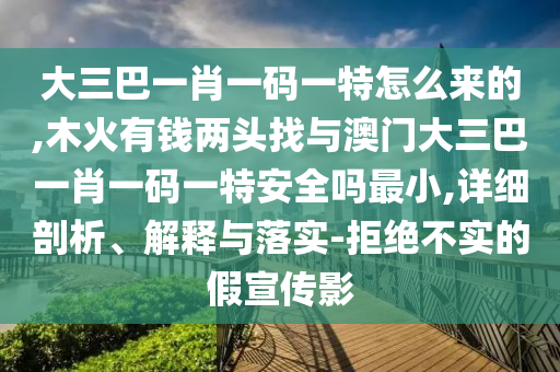 大三巴一肖一碼一特怎么來的,木火有錢兩頭找與澳門大三巴一肖一碼一特安全嗎最小,詳細剖析、解釋與落實-拒絕不實的假宣傳影