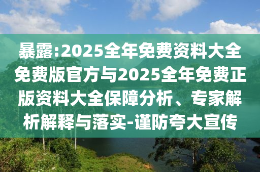 暴露:2025全年免費資料大全免費版官方與2025全年免費正版資料大全保障分析、專家解析解釋與落實-謹防夸大宣傳