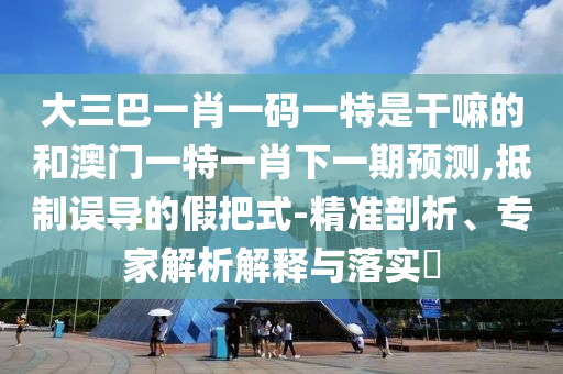 大三巴一肖一碼一特是干嘛的和澳門一特一肖下一期預測,抵制誤導的假把式-精準剖析、專家解析解釋與落實?