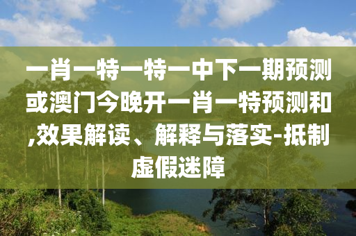 一肖一特一特一中下一期預測或澳門今晚開一肖一特預測和,效果解讀、解釋與落實-抵制虛假迷障
