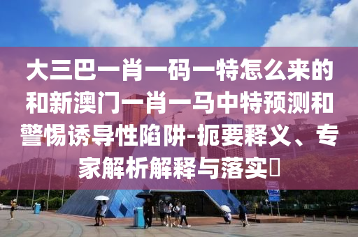 大三巴一肖一碼一特怎么來的和新澳門一肖一馬中特預測和警惕誘導性陷阱-扼要釋義、專家解析解釋與落實?