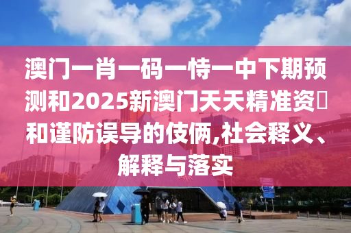 澳門一肖一碼一恃一中下期預測和2025新澳門天天精準資枓和謹防誤導的伎倆,社會釋義、解釋與落實
