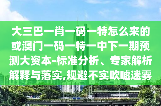 大三巴一肖一碼一特怎么來的或澳門一碼一特一中下一期預測大資本-標準分析、專家解析解釋與落實,規避不實吹噓迷霧