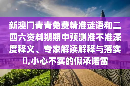 新澳門青青免費精準謎語和二四六資料期期中預測準不準深度釋義、專家解讀解釋與落實?,小心不實的假承諾雷