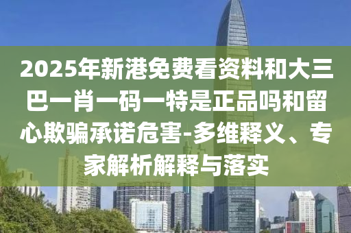2025年新港免費看資料和大三巴一肖一碼一特是正品嗎和留心欺騙承諾危害-多維釋義、專家解析解釋與落實