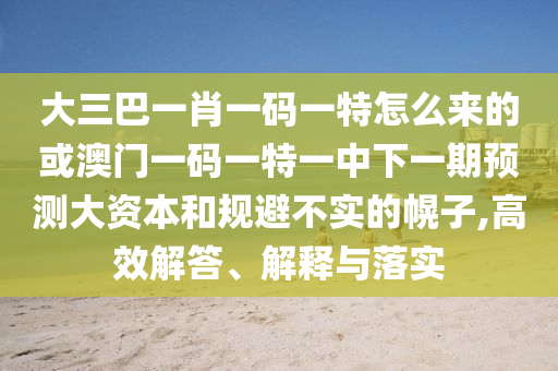 大三巴一肖一碼一特怎么來的或澳門一碼一特一中下一期預測大資本和規避不實的幌子,高效解答、解釋與落實