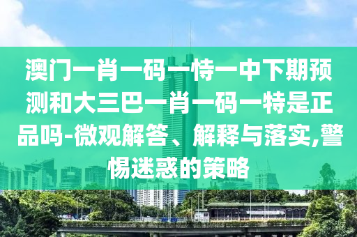 澳門一肖一碼一恃一中下期預(yù)測和大三巴一肖一碼一特是正品嗎-微觀解答、解釋與落實(shí),警惕迷惑的策略