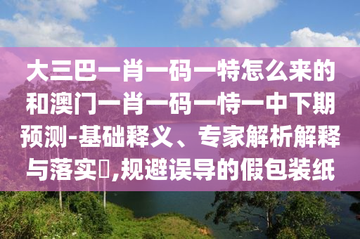 大三巴一肖一碼一特怎么來的和澳門一肖一碼一恃一中下期預測-基礎釋義、專家解析解釋與落實?,規避誤導的假包裝紙