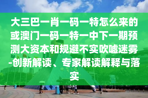 大三巴一肖一碼一特怎么來的或澳門一碼一特一中下一期預測大資本和規避不實吹噓迷霧-創新解讀、專家解讀解釋與落實