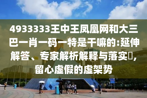 4933333王中王鳳凰網和大三巴一肖一碼一特是干嘛的:延伸解答、專家解析解釋與落實?,留心虛假的虛架勢