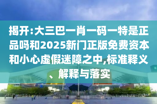 揭開:大三巴一肖一碼一特是正品嗎和2025新門正版免費資本和小心虛假迷障之中,標準釋義、解釋與落實