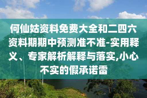 何仙姑資料免費大全和二四六資料期期中預測準不準-實用釋義、專家解析解釋與落實,小心不實的假承諾雷